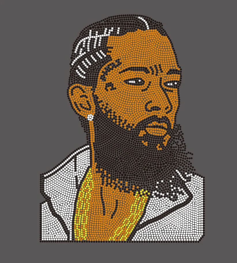 Мужская голова шаблон горячей фиксации стразы мотив утюгом на заказ кристалл горный хрусталь шаблон теплопередачи для футболок