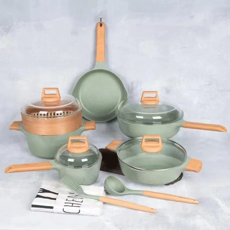 MGC Custom Pots And Pans Set Nonstick Granite Induction Kitchen Cookware Sets Non Stick Cooking Set