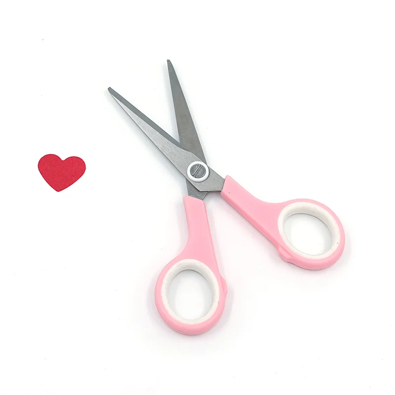 Фабрика по индивидуальному заказу розовая пластиковая ручка Детские канцелярские ножницы ручной работы