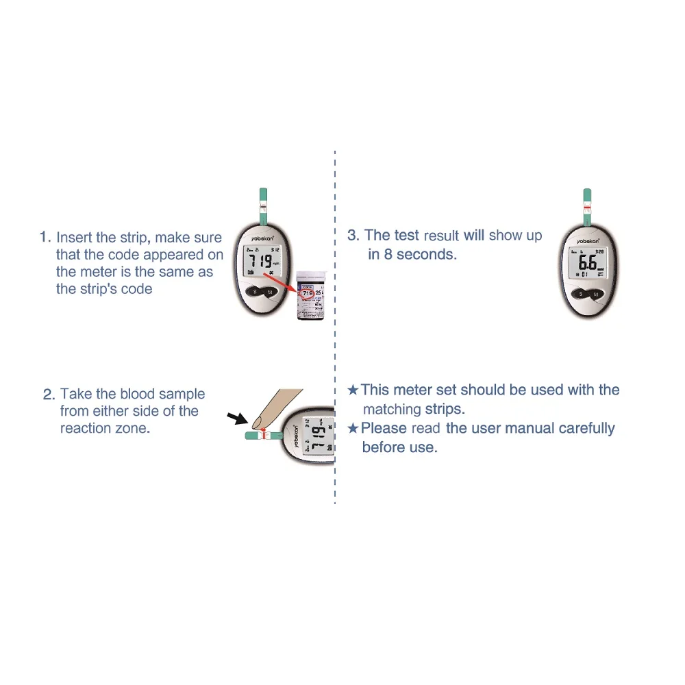 Yobekan Safe Accu Glucometer Electronic Digital Blood Glucose Meter With Test Strips