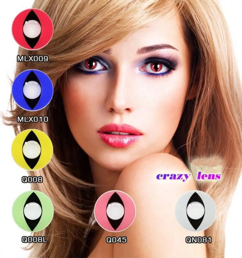 Best popular beautiful red crazy eyes cat circle contact lenses wholesale for Halloween