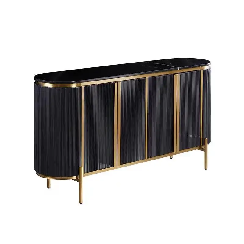 Оптовая продажа, домашняя мебель из нержавеющей стали, роскошный шкаф-сервант с мраморным верхом, шкаф для столовой