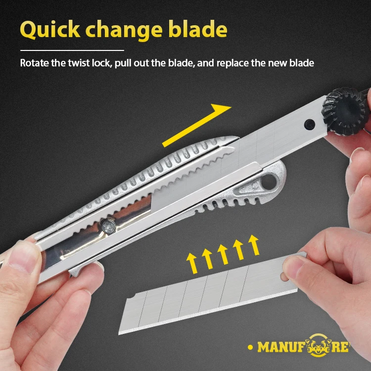High quality precision mini portable paper box cutter alumina handle heavy duty auto lock snap off utility knife