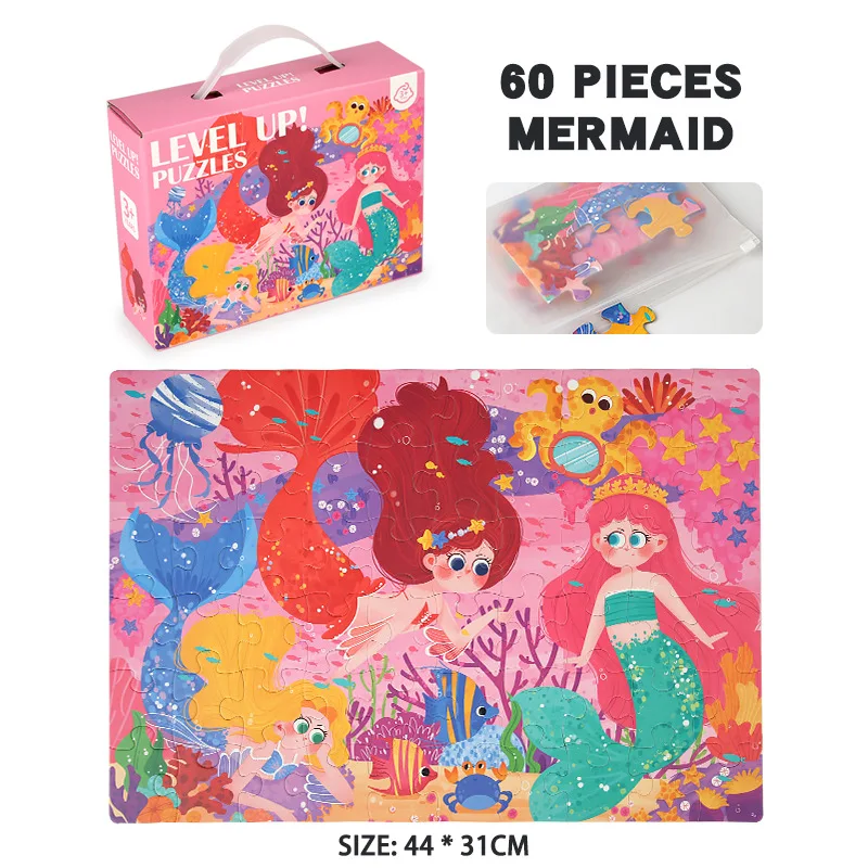 Wholesale  Fairy Tale Theme Paper Puzzle Hot Sale 60pcs Large Size  Jigsaw Puzzle For Christmas Day  Educational Gifts