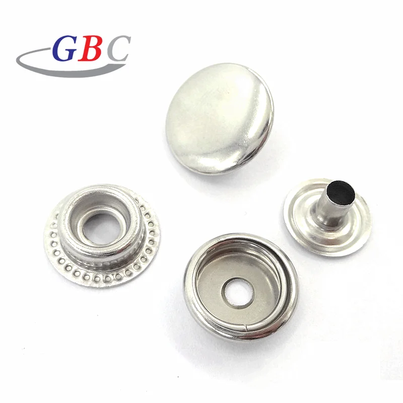 Garment accessories good quality 304 stainless steel no rust  4 part ring snap button snap fastener for cloth or canvas