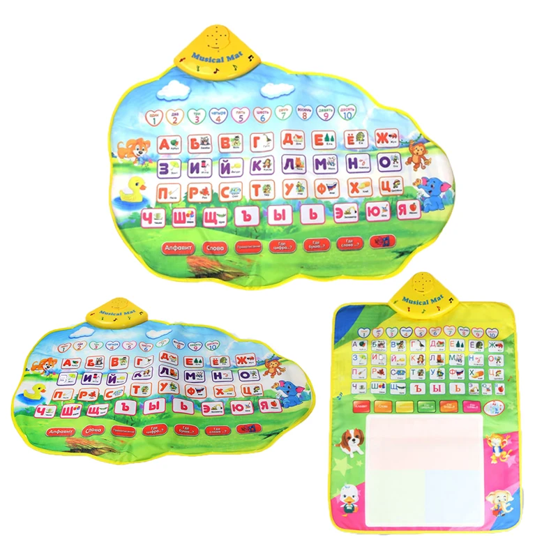 Оптовая продажа 73x49 см детский музыкальный коврик с русским алфавитом и цифры воспроизведении музыки для малышей раннего образования распознавать игрушки подарок