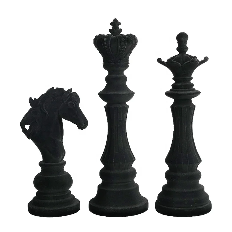 Creative chess resin decoration window model room college home decoration black and white chess piece decoration