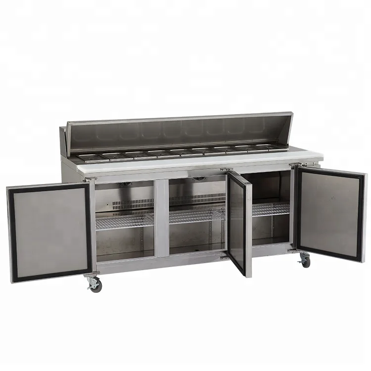 Premium Commercial Stainless Steel Preparation Station KT2 CE-Certified Pizza Making Prep Table