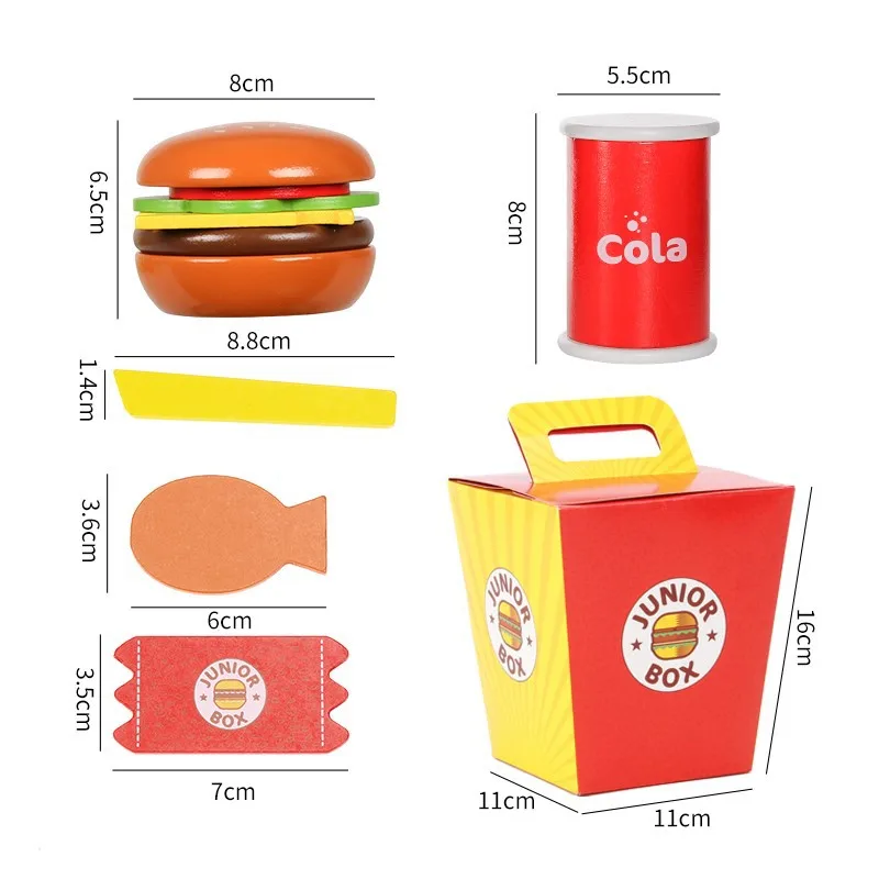 Hot Selling Factory DIY Kitchen Educational Pretend Toys Unisex French Fries Cola & Hamburg for Kids Aged 5 to 7 Years