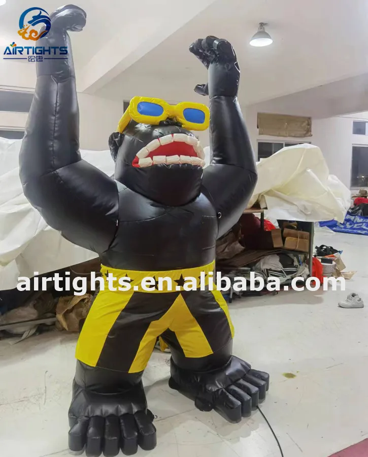 Durable pvc tarpaulin 8ft high inflatable little gorilla balloon for advertising