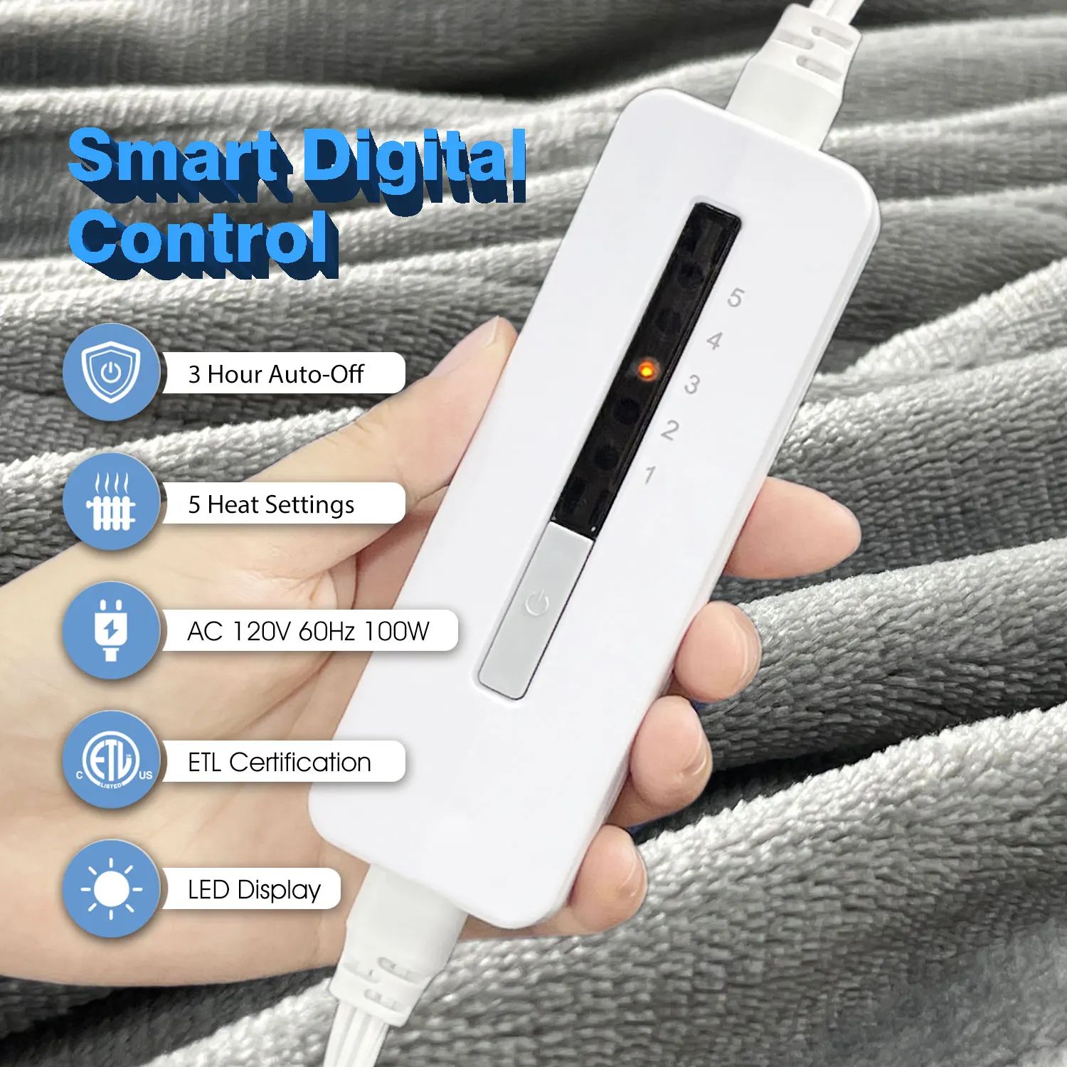 Cheap Price ETL Approval 120v Washable Cosy  Fleece Heating Wire Element Warming Flannel Electric Blanket Switch