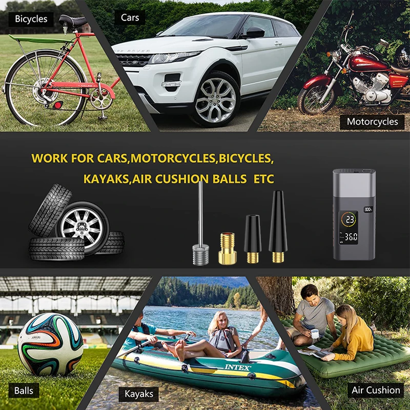 Light Weight Portable 12v Air Compressor Car Tyre Inflator Mini Tire Inflators Inflatable Pump With Led Light