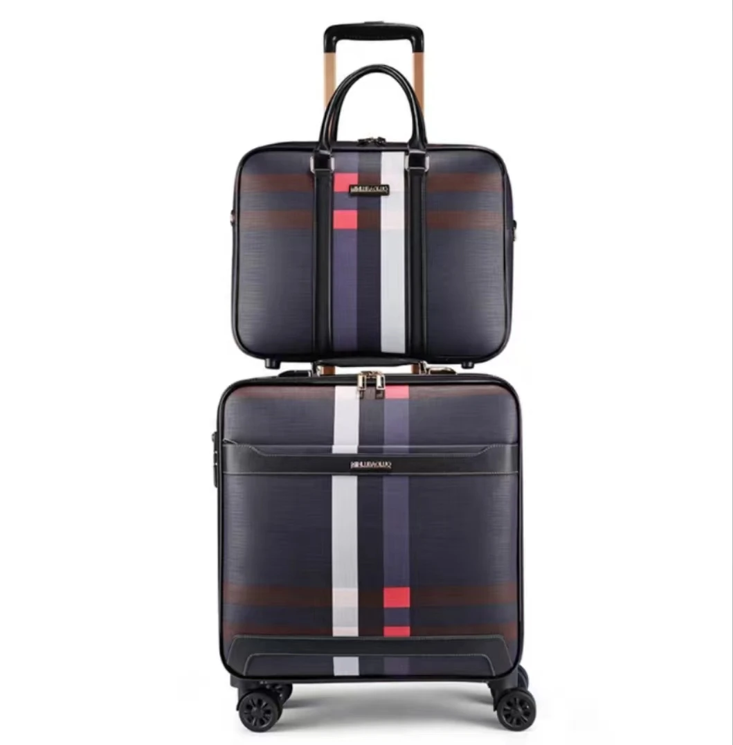 High Quality Soft Genuine real leather 360 Degree TSA lock 24 inch 16 inch Carry On Luggage laptop bag Travel Set Luggage Case