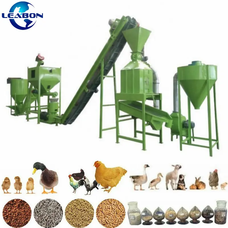 Nigeria Use 2000KG/H Farm Feeds Poultry Feed Machinery Corn Animal Chicken Feed Processing Line