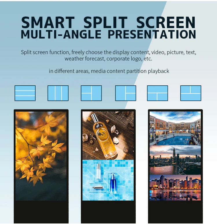 Factory Custom Indoor Floor Standing Advertising Player 1080P 4K Lcd Touch Screen Display Kiosks Digital Signage