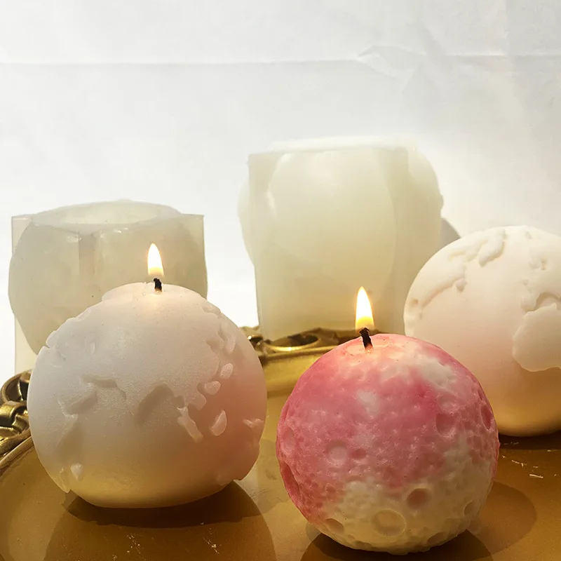 2335 Earth Moon Candle Mold DIY Aromatherapy Gypsum Moon Soap Silicone Mold
