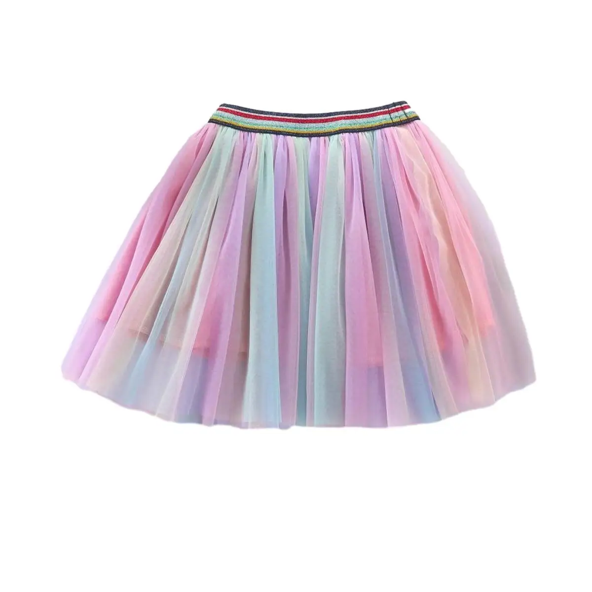 2024 wholesale colorful rainbow sequined girls pleated tutu skirt in summer