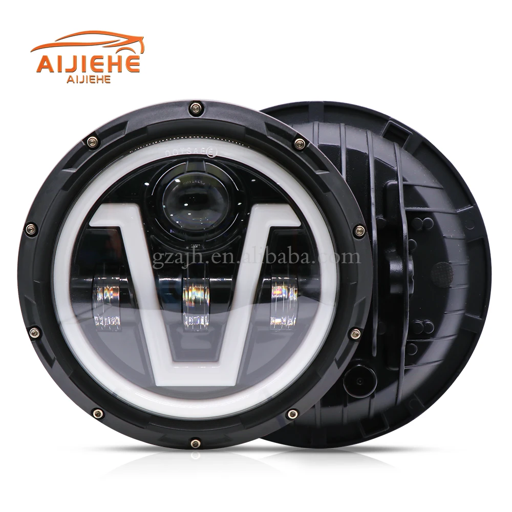 Newest design auto lighting system 65W round 7inch headlight With White DRL Amber Turn Signal For Offroad UV ATV Trucks