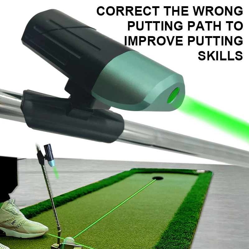 360 degree head rotation axis golf putter flash light cross line trainer for golf putting training aids