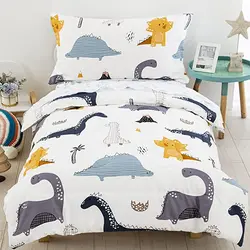 Dinosaur Toddler Bedding Set Super Soft Microfiber Quilt 4-Piece Set for Boys