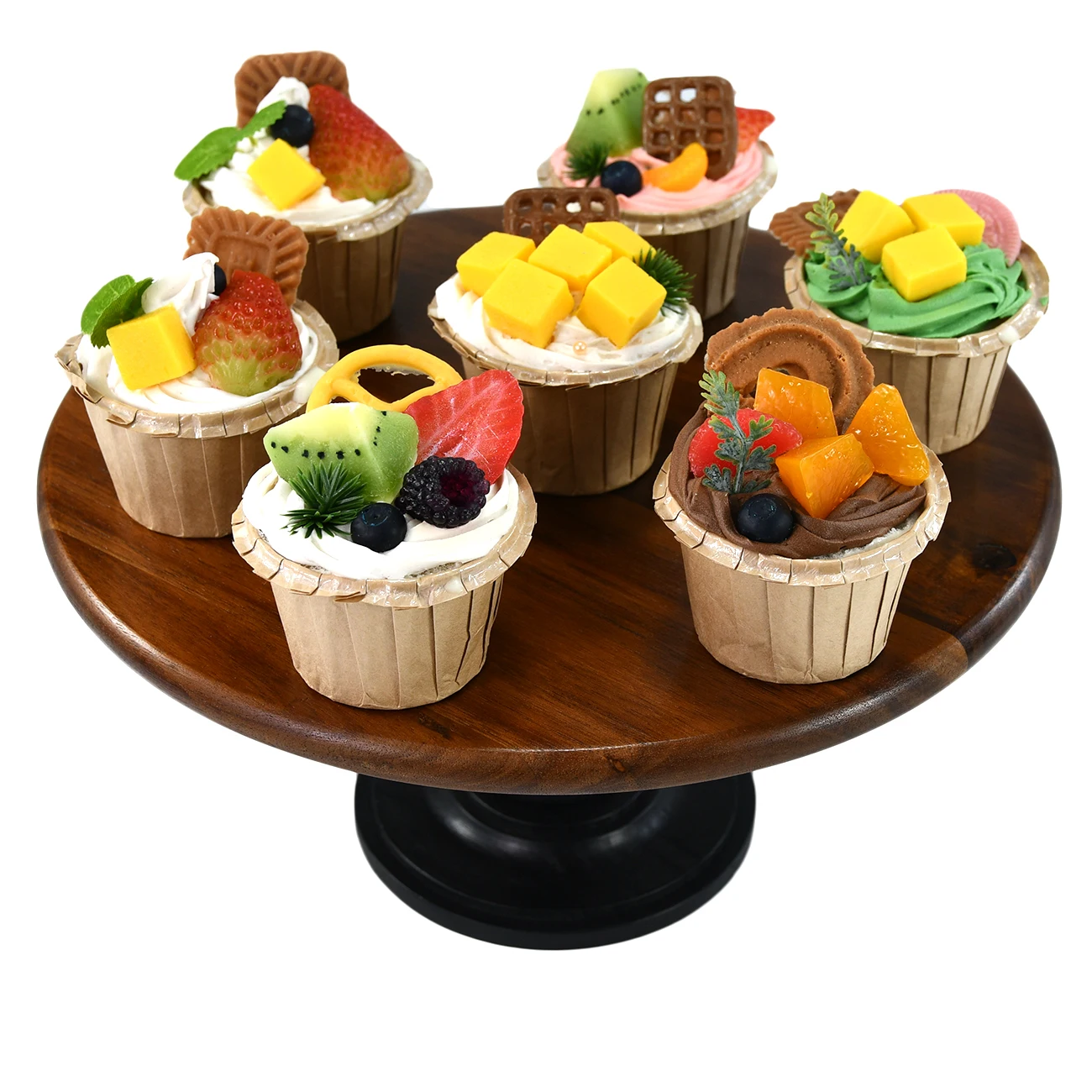 Cake Pedestal Stand Acacia Wood 13 inch with 2 Icing Spatulas Wedding and Birthday for Use at Parties Weddings Restaurants