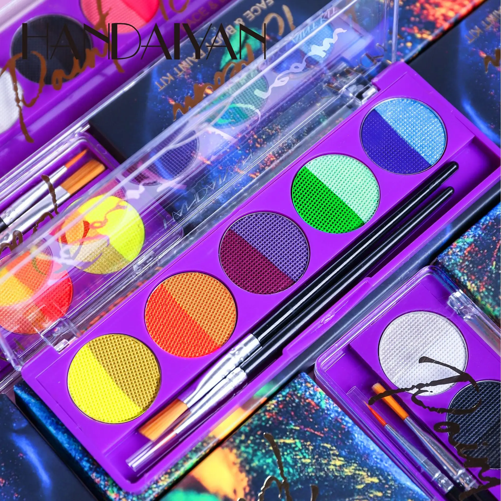 Handaiyan Organic Water Based Pigment Makeup Party Uv Water-Soluble Body Painting Eye Shadow Painting Plate Festival Eye Makeup
