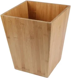 Bamboo Lid Waste Bin With Toilet Brush Holder Round Trash Can Waste Bin With Bamboo Lid For Bathroom
