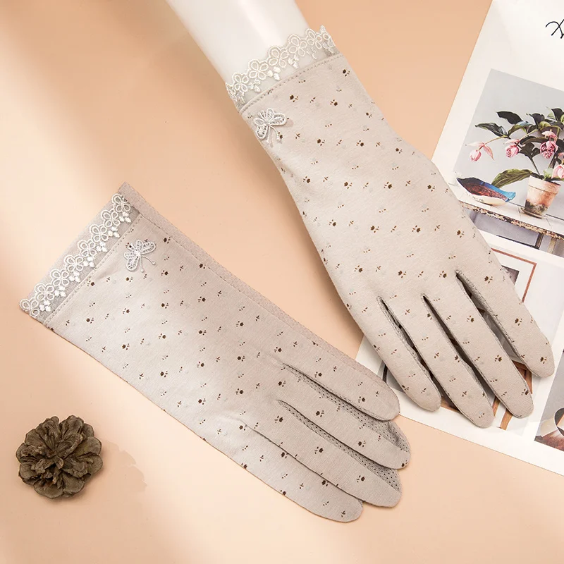 Fashion women lace summer driving sun protective gloves for ladies