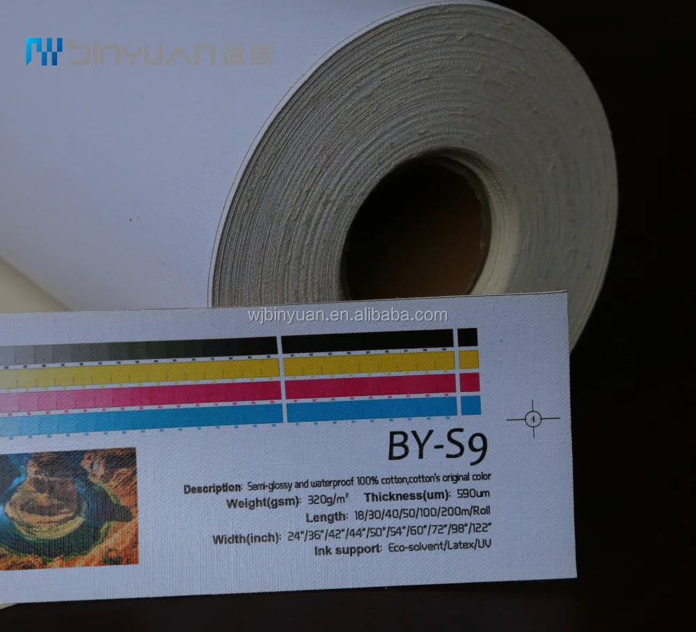 260gsm 320gsm 340gsm 380gsm blank 100% cotton  digital printing art canvas fabric roll for eco-solvent printing