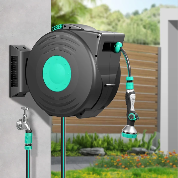 PP Plastic Industrial Electric Auto Spring Roll Up Retractable Water Hose Reel