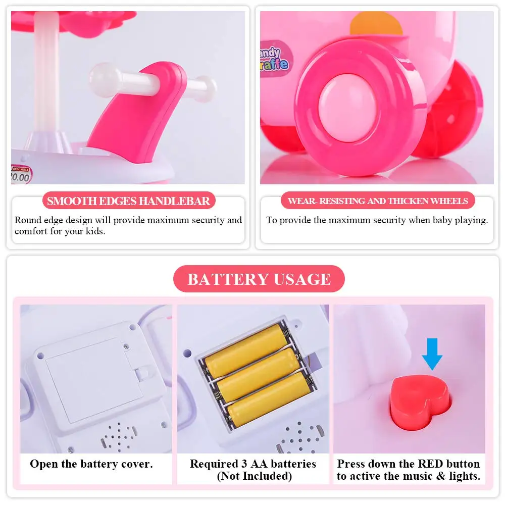 35pcs Deluxe Ice Cream Toy Cart - Storage Trolley with Cupcakes, Desserts, and Candy Shop Pretend Play Food Set