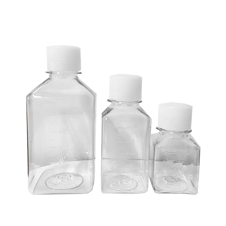 Высококачественный медиа-флакон, пластиковые квадратные бутылки для лаборатории для выращивания крови в клетках ПЭТГ