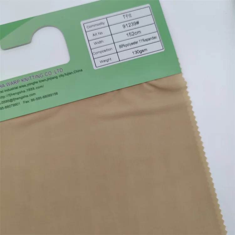 Beautiful Color Versatile Strong Favorite Natural High-Grade Lightweight 130Gsm 89% Polyester 11% Spandex Plain Fabric