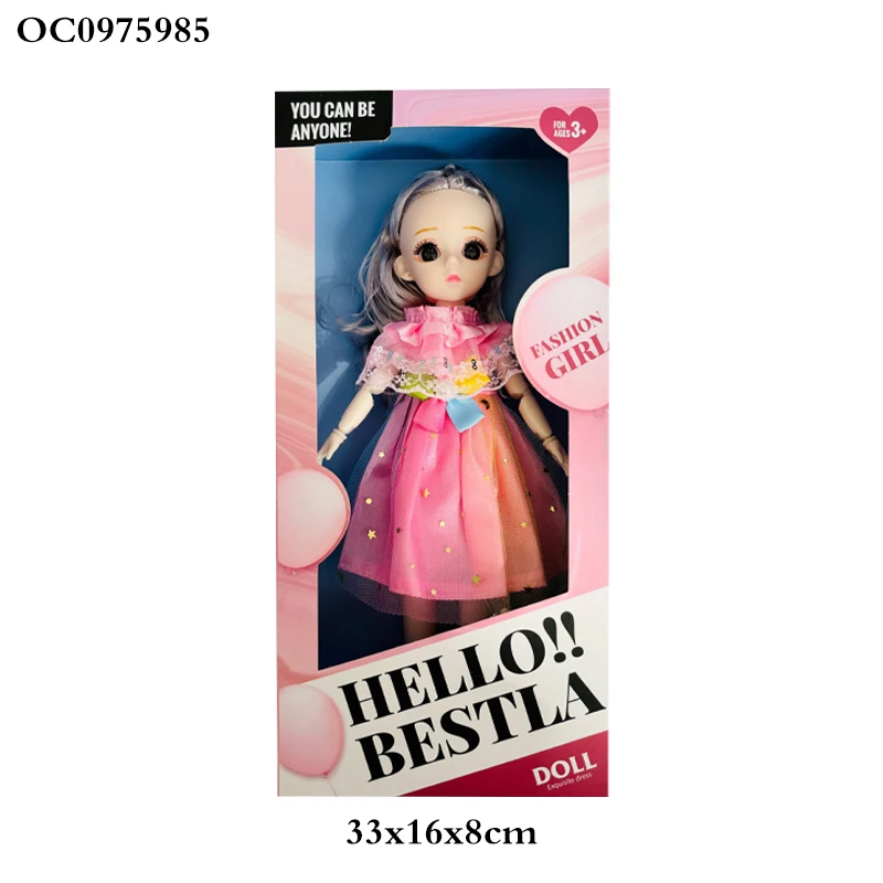 Fashion wear dress big eyes cute cartoon 12 inch baby girls doll toys 2024 for kids cheap