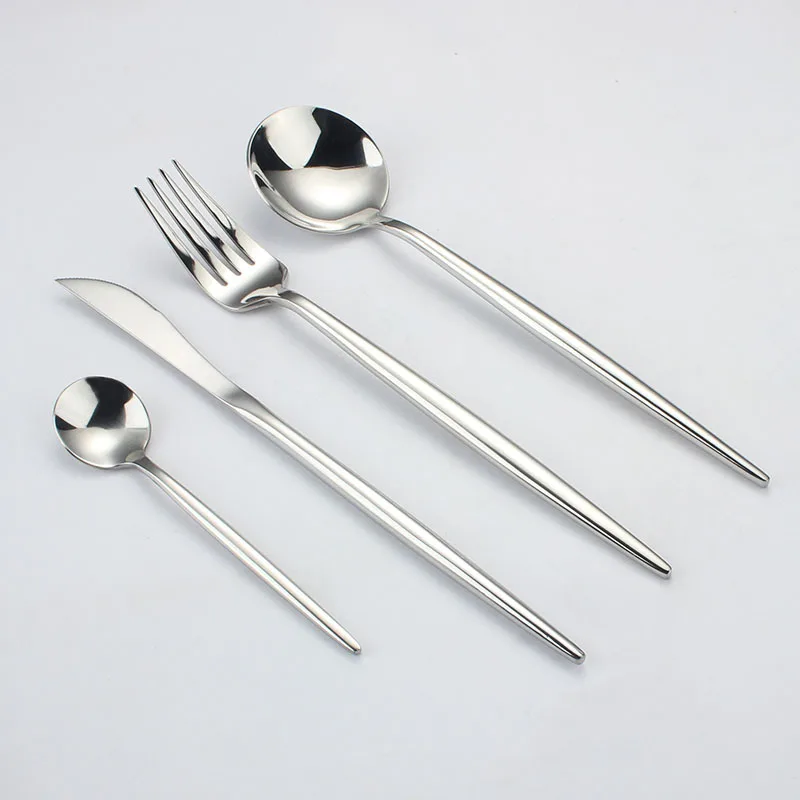 China distributors supplier 4pcs silver tableware set luxury stainless steel 304 cutlery