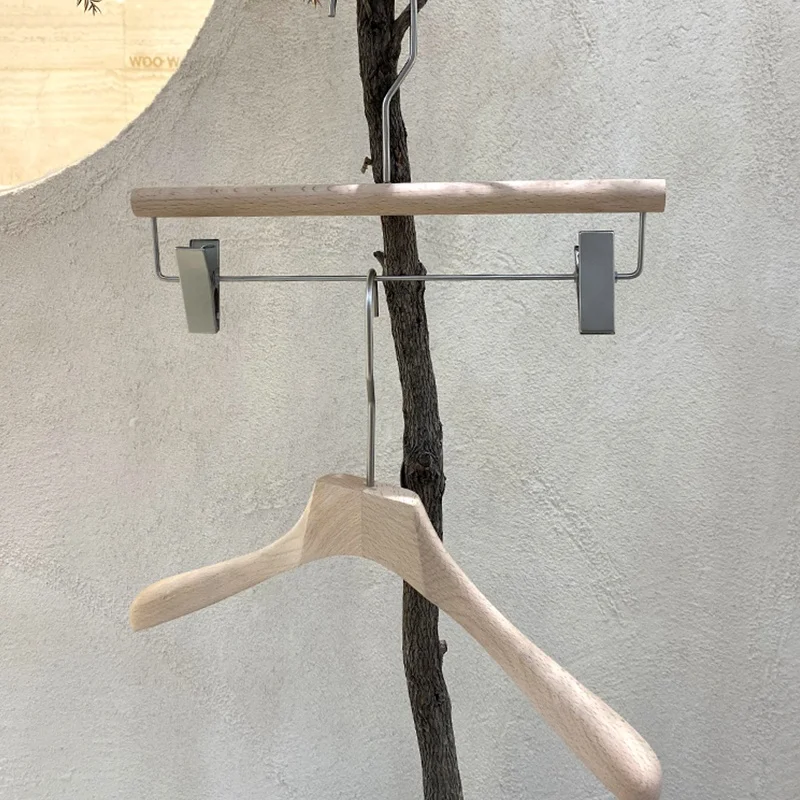 Luxury custom high quality women men suit solid wood cloth hanger for hotel brand garment store