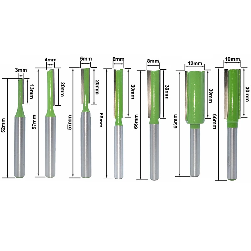 6 Shank 7-Piece set Single-edged Double-edged Straight Knife Trimming Machine Cutter Head Slotting Knife Wood Router Bits