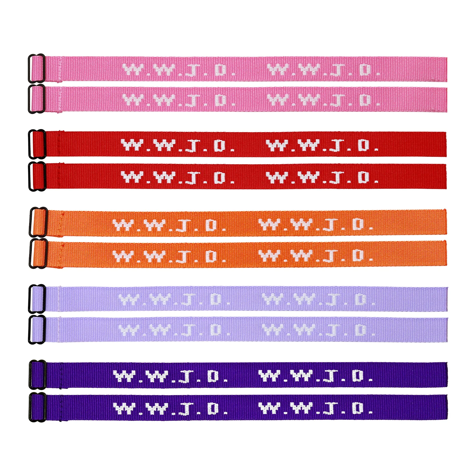 Factory Custom W.W.J.D. Letter Jacquard Print Wrist Band Bracelet Webbed Woven Adjustable Bracelet Gifts for Friendlies