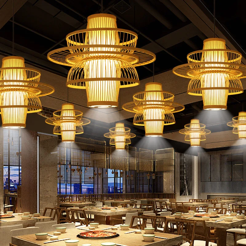 Bamboo lantern,ceiling light for commercial home stay, tea room, Chinese hot pot shop, restaurant, Japanese style lamps