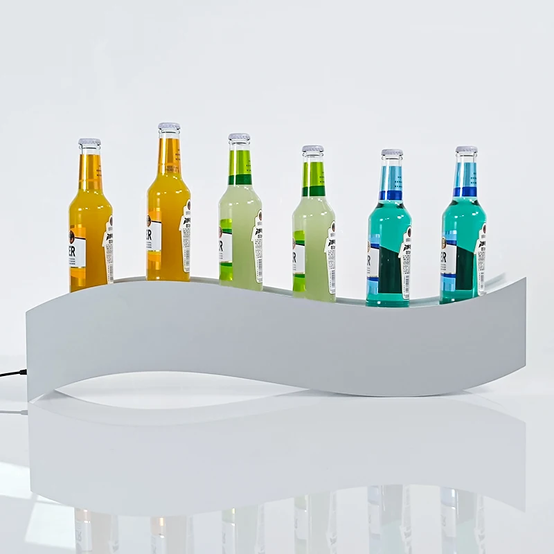 Wholesale Custom New Arrival Acrylic Wine Display Stand Liquor Cabinets Acrylic Bottle LED Lighted for Bar Pub Shelves