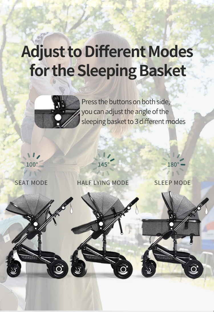 Baby carriage folding adjustable and portable Large space Baby Stuff