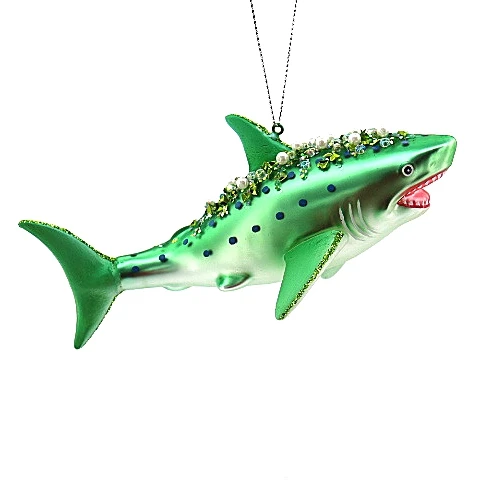 Новые модные рождественские украшения ручной работы из выдутого стекла, блестящие бриллианты, морской дельфин, Акула, рыба, украшение