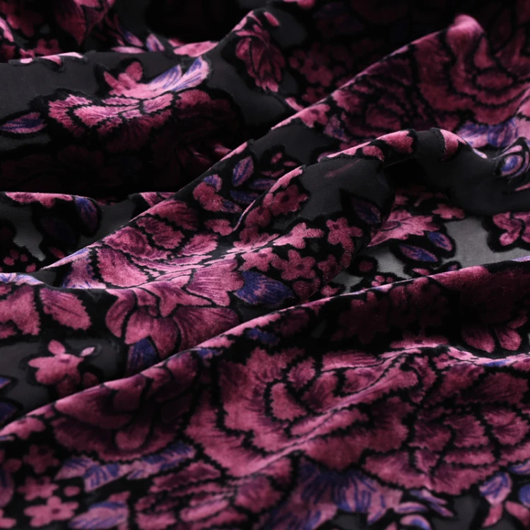 fashion burnout silk velvet floral printed velvet fabric