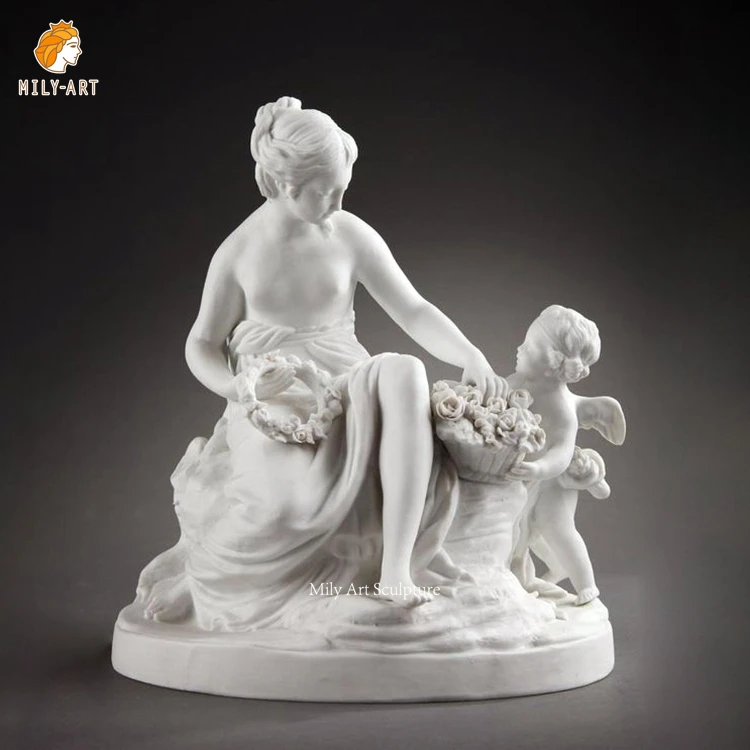 Ancient Greek Figure Life Size Marble Venus and Angel Cupid Statue for Park