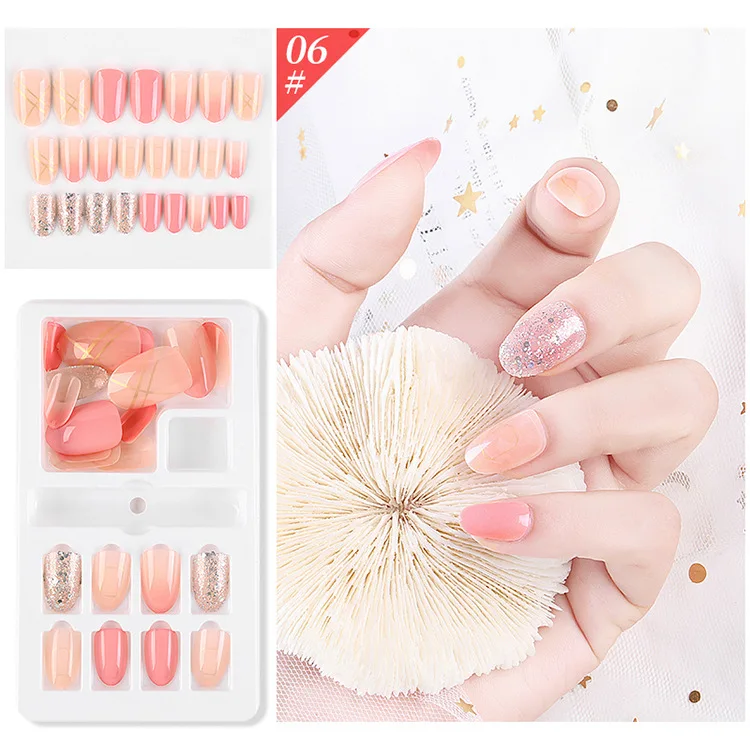 2020 Модный Цветной 3D Блестящий порошок, лак для ногтей, предварительно разработанные 3D Искусственные ногти для девочек/женщин