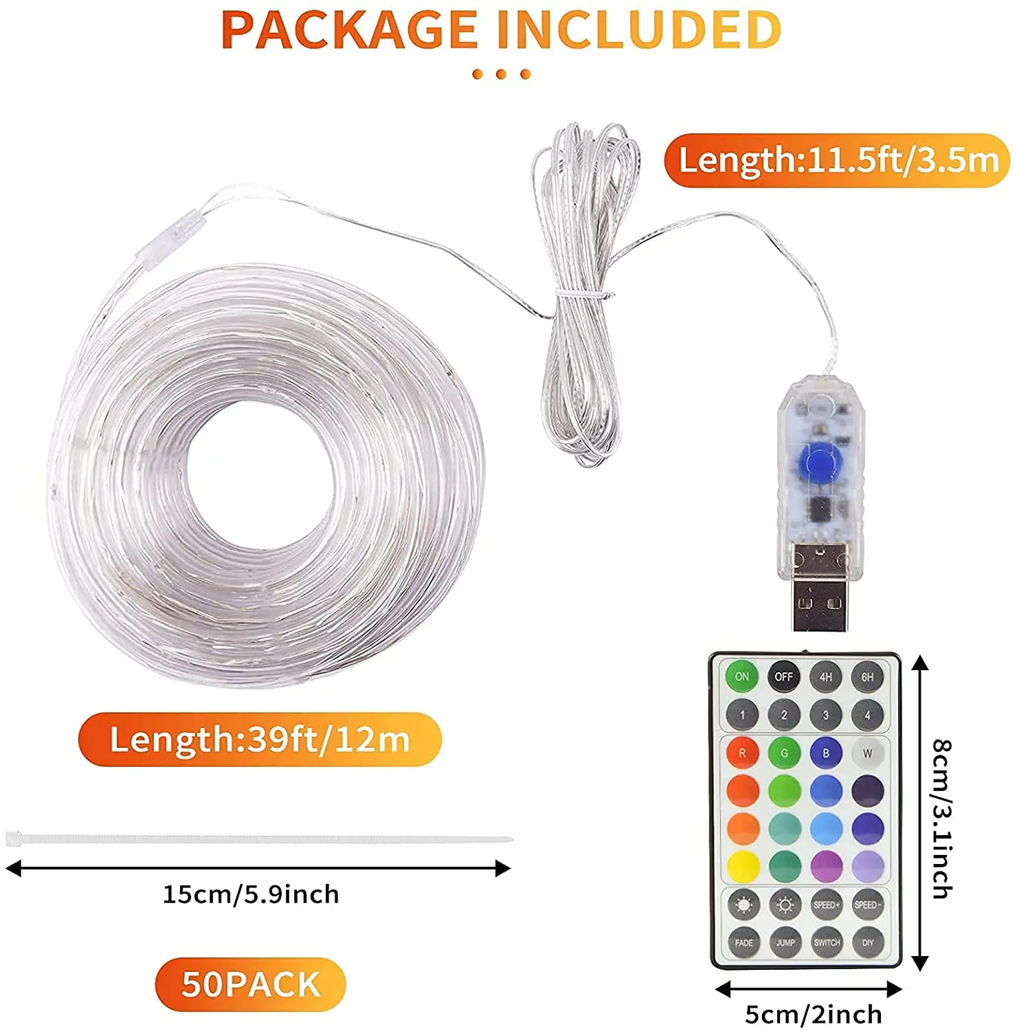 12m 39.4ft waterproof 7 Flashing Modes Remote Control Trampoline Rim LED Rope Light with USB Plug or Battery box for Trampoline