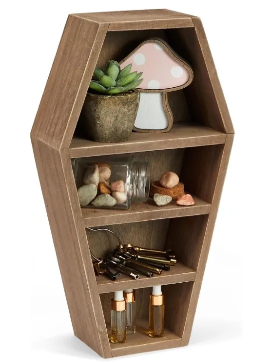 Shelf Standing or Floating Wall Coffin Bathroom Standing Coffin Shelf with Coffin