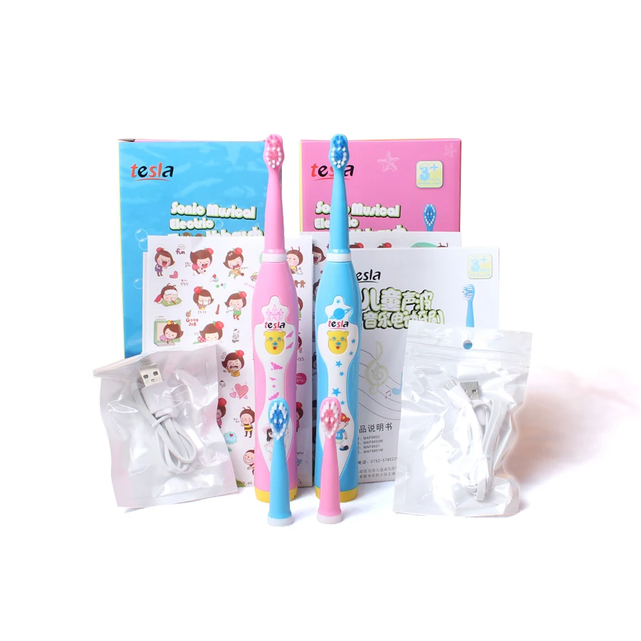 Factory Wholesale Free Print Logo Oral Kids Electronic Toothbrush Music Children Soft Tooth Brush with Replacement Head