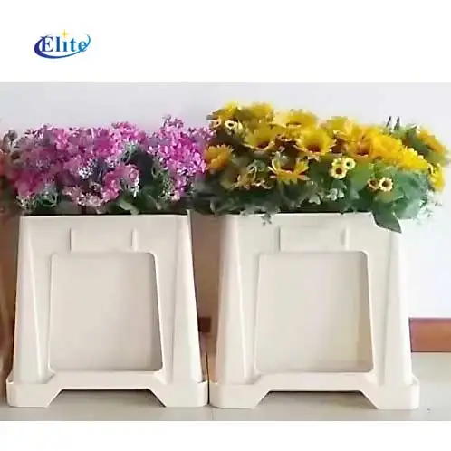 White Square PP Plastic Bucket Pot for Cut Flowers European Design Style for waking flower