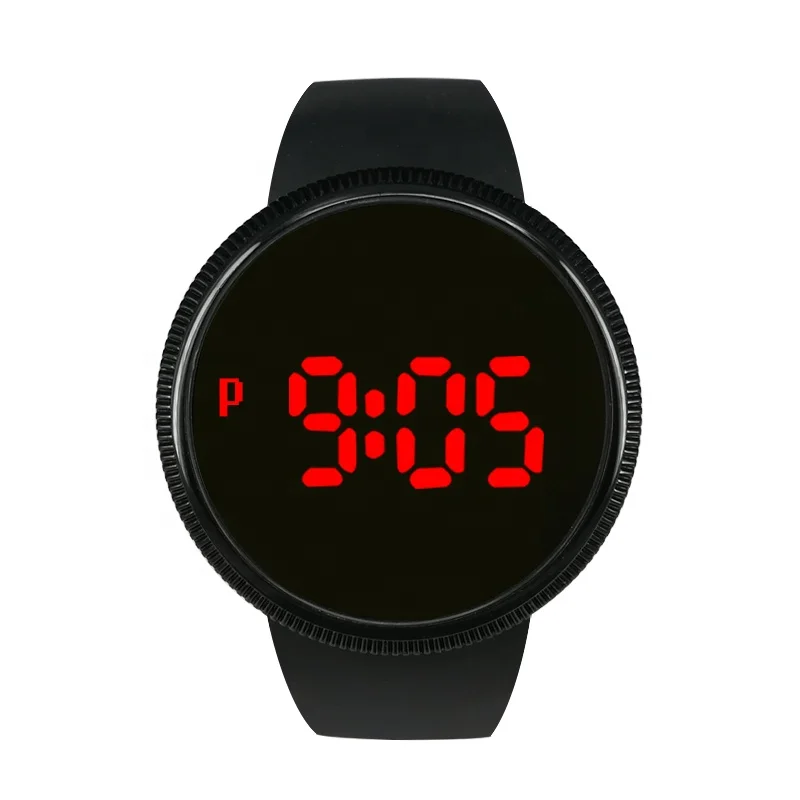 Sport Digital Display screen Rubber belt Student LED Touch Round water Resister Watch